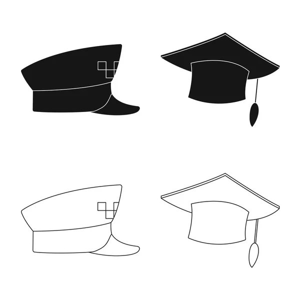 Objetos isolados de chapéus e chapéus. Coleção de chapéus e acessórios símbolo de estoque para web . — Vetor de Stock