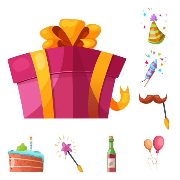 Diseño vectorial de fiesta y logo de cumpleaños. Colección de fiesta y celebración símbolo de stock para la web . — Vector de stock