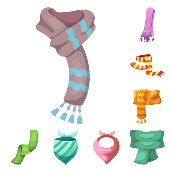 Векторная иллюстрация логотипа шарфа и платка. Коллекция векторных иллюстраций шарфов и аксессуаров . — стоковый вектор