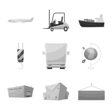 Mal ve kargo işareti vektör Illustration. Ürünler ve web için ambar hisse senedi simgesi.