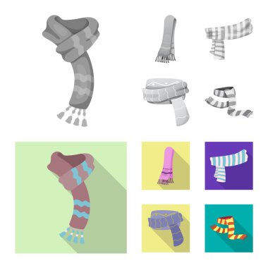 Vektör tasarımı eşarp ve şal sembolü. Eşarp ve hisse senedi için aksesuar vektör ikon koleksiyonu.