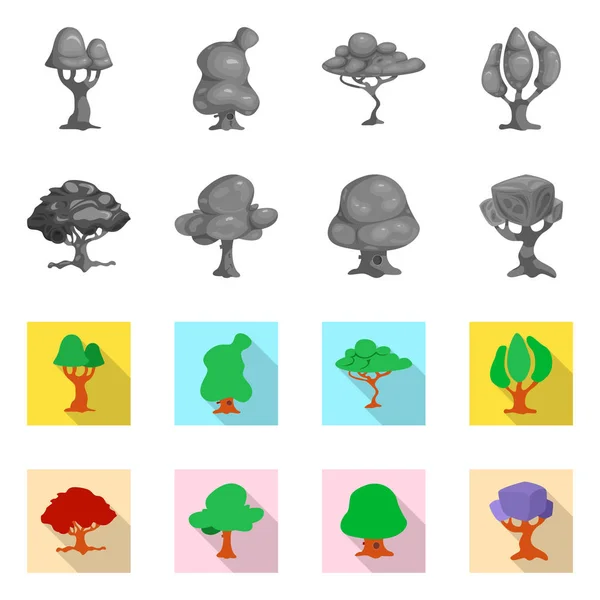 Isoliertes Objekt von Baum und Naturzeichen. Sammlung von Baum- und Kronenvektorsymbolen für Aktien. — Stockvektor