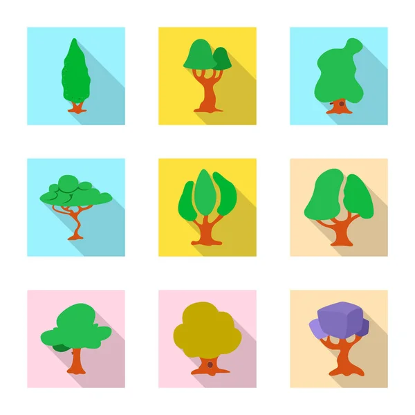 Izolovaný objekt stromu a příroda loga. Sbírka strom a korunu vektorové ilustrace. — Stockový vektor