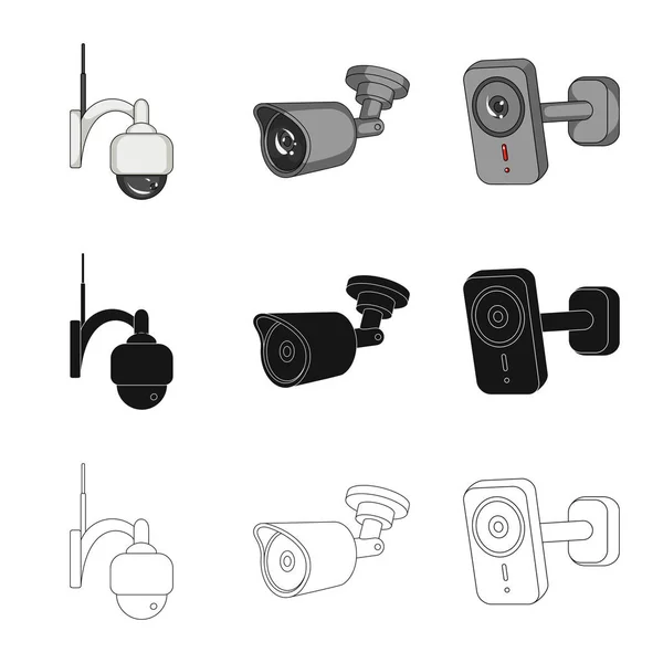 Oggetto isolato di icona cctv e fotocamera. Set di icone vettoriali cctv e di sistema per magazzino . — Vettoriale Stock