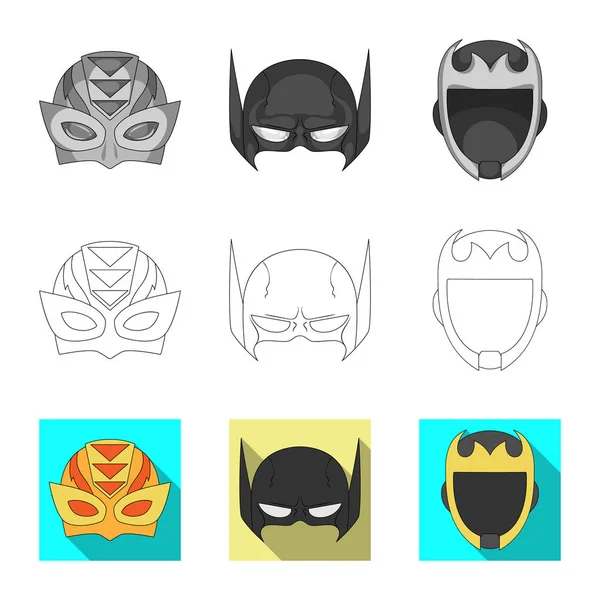 Isolerade objekt hjälte och mask-logotypen. Samling av hjälte och superhjälte vektor ikon för lager. — Stock vektor