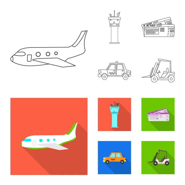 Vektor-Design von Flughafen und Flugzeug-Symbol. Set von Flughafen und Flugzeug Aktiensymbol für Web. — Stockvektor