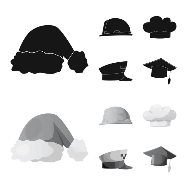 Isolierte Objekt Der Kopfbedeckung Und Mütze Zeichen Sammlung Von Kopfbedeckungen — Stockvektor