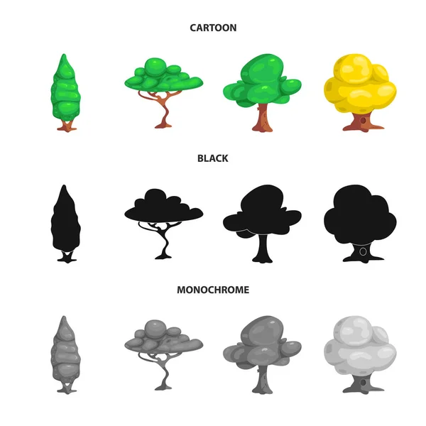 Ağaç ve doğa işareti vektör Illustration. Ağaç ve taç hisse senedi vektör çizim topluluğu. — Stok Vektör