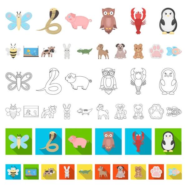 Iconos de animales de dibujos animados poco realistas en la colección de conjuntos para el diseño. Animales de juguete vector símbolo stock web ilustración . — Vector de stock