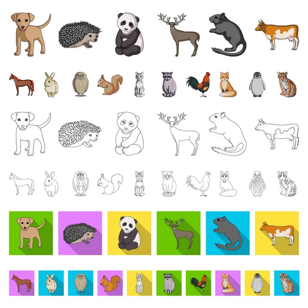 Animais realistas ícones de desenhos animados em coleção de conjuntos para design. Animais selvagens e domésticos símbolo vetorial ilustração web . — Vetor de Stock