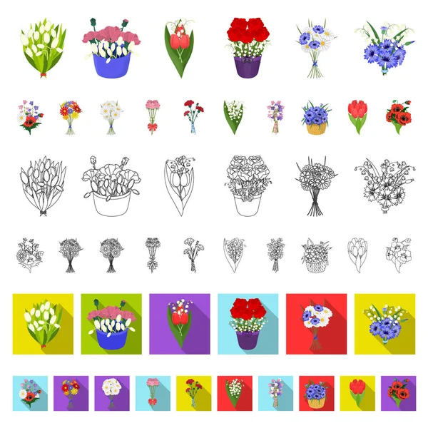 Un ramo de flores frescas iconos de dibujos animados en la colección de conjuntos para el diseño. Varios ramos vector símbolo stock web ilustración . — Archivo Imágenes Vectoriales