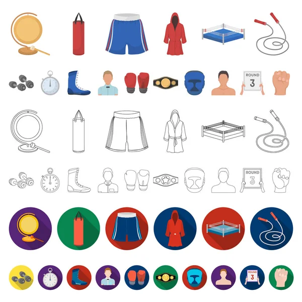 Boxing extreme sports cartoon icons in set collection for design. Boxer and attributes vector symbol stock web illustration. — Stock Vector
