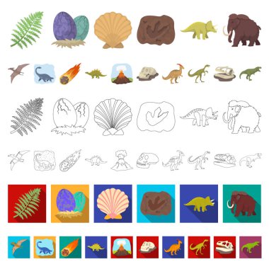 Farklı dinozorlar set koleksiyonu tasarım için simgeleri karikatür. Tarih öncesi hayvan vektör simge stok web çizimi.