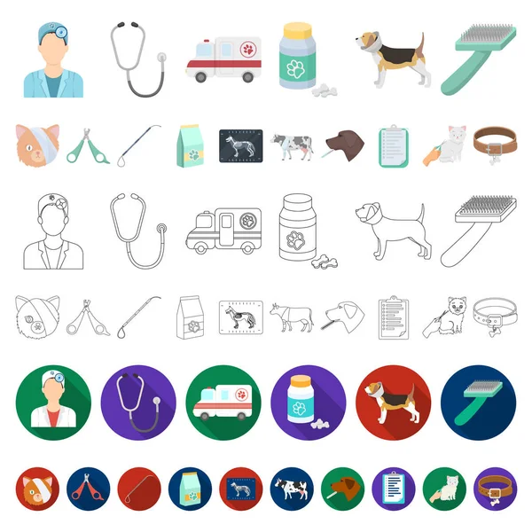 Veterinary clinic cartoon icons in set collection for design. Treatment of a pet vector symbol stock web illustration. — Stock Vector