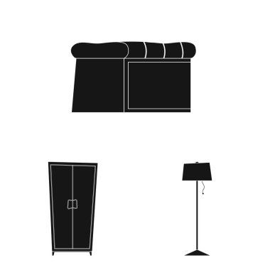 Mobilya ve daire logo vektör Illustration. Mobilya ve hisse senedi için ev vektör simge kümesi.