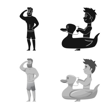 Yalıtılmış nesne havuzu ve yüzme simgesi. Havuzu ve etkinlik hisse senedi vektör çizim seti.