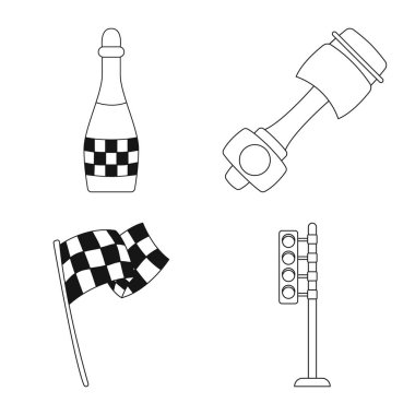 Bir araba ve ralli işaret tasarım vektör. Hisse senedi için araba ve yarış vektör simge kümesi.