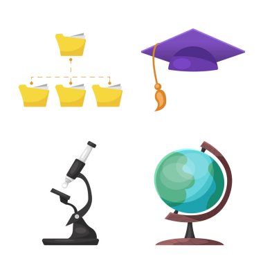 Eğitim ve öğrenme simge vektör Illustration. Eğitim ve hisse senedi için okul vektör simge kümesi.