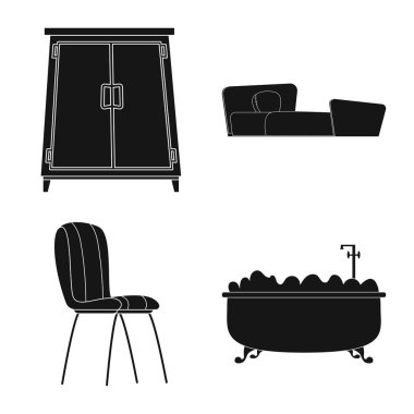 Mobilya ve daire simge vektör tasarımı. Mobilya ve ev hisse senedi simgesi için web topluluğu.