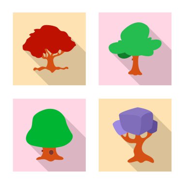 Ağaç ve doğa simge vektör Illustration. Ağaç ve taç hisse senedi vektör çizim topluluğu.