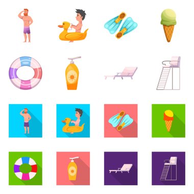 Havuzu ve yüzme işaret illüstrasyon vektör. Hisse senedi için havuz ve etkinlik vektör simge kümesi.