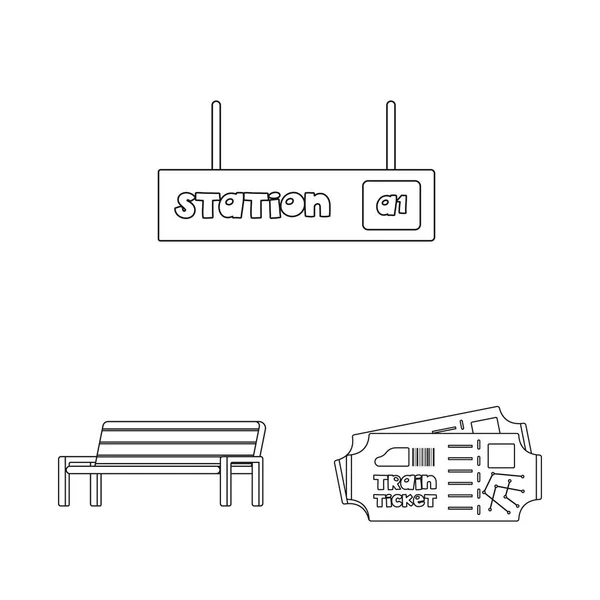 Vektorová design loga stanice. Kolekce z vlaku a lístek burzovní symbol pro web. — Stockový vektor