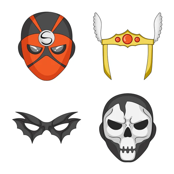 Ilustración vectorial de héroe y máscara símbolo. Colección de héroe y superhéroe símbolo de stock para la web . — Vector de stock