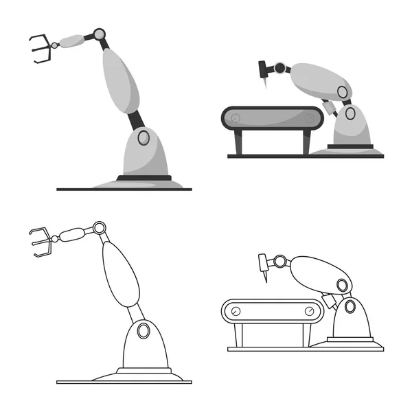 Vektorová design robota a továrna ikony. Sada robota a prostor burzovní symbol pro web. — Stockový vektor