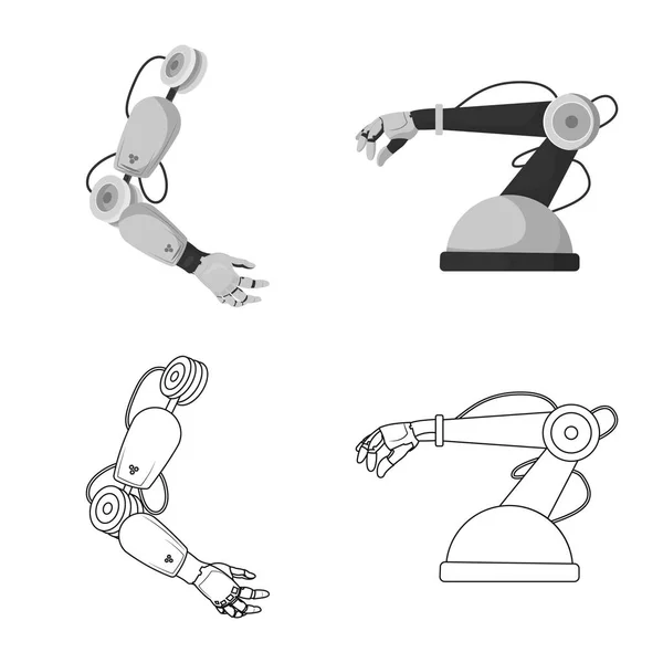 Εικονογράφηση διάνυσμα ρομπότ και εργοστάσιο σύμβολο. Σύνολο των ρομπότ και χώρο εικονογράφηση διάνυσμα απόθεμα. — Διανυσματικό Αρχείο