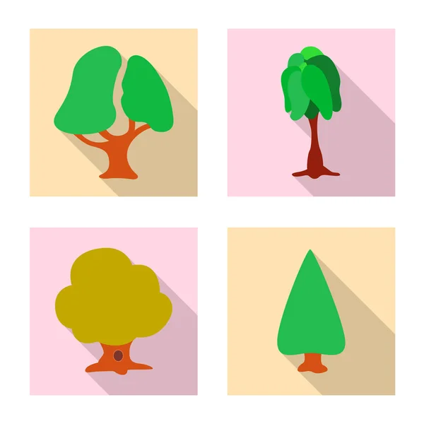 Vektorové ilustrace strom a povaze symbolu. Sada strom a korunu vektorové ikony pro stock. — Stockový vektor