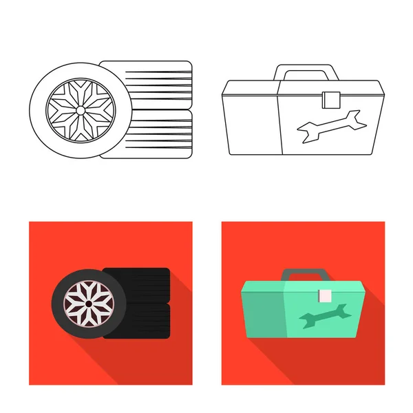 Изолированный объект автомобиля и символ ралли. Коллекция автомобильных и гоночных векторных иллюстраций . — стоковый вектор