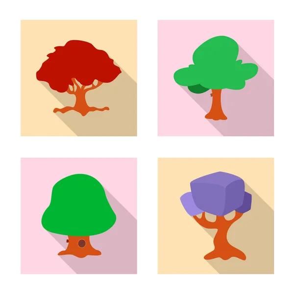 Vectorillustratie van structuur en natuur symbool. Collectie van boom en kroon voorraad vectorillustratie. — Stockvector