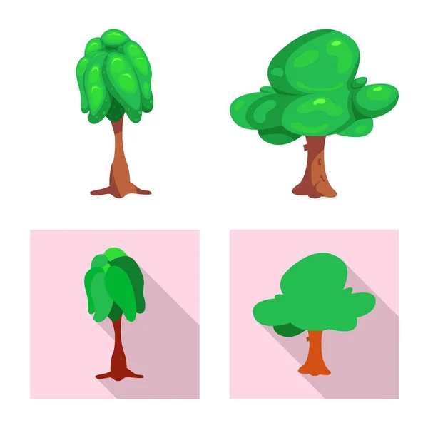 Diseño vectorial de árbol y signo de la naturaleza. Conjunto de árbol y corona vector de stock ilustración . — Vector de stock