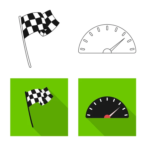 Ilustración vectorial de la señal de coche y rally. Colección de coche y raza stock vector ilustración . — Vector de stock