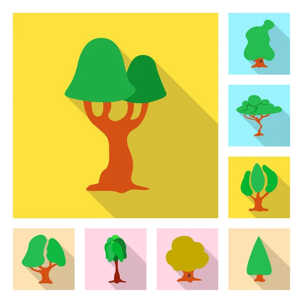 Diseño vectorial de árbol y signo de la naturaleza. Colección de árbol y corona stock vector ilustración . — Vector de stock