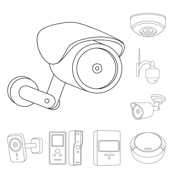 Objeto aislado de cctv y logotipo de la cámara. Colección de cctv y sistema de stock símbolo para web . — Archivo Imágenes Vectoriales