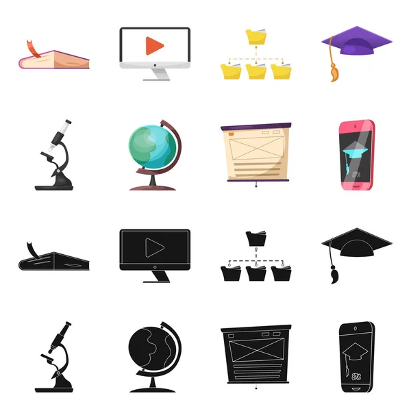 Diseño vectorial del signo de educación y aprendizaje. Conjunto de educación e ilustración de vectores escolares . — Archivo Imágenes Vectoriales