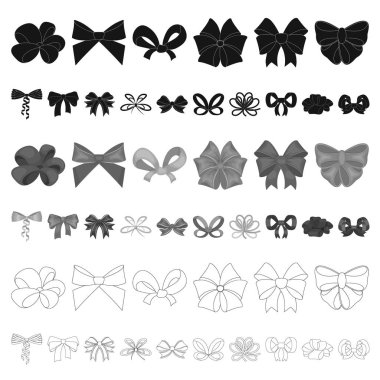 Çok renkli yay set koleksiyonu tasarım için simgeleri karikatür. Dekorasyon vektör simge stok web çizim için yay.