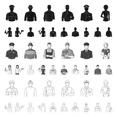 Farklı mesleklerden insanlar set koleksiyonu tasarım için simgeleri karikatür. İşçi ve uzman sembol stok web illüstrasyon vektör.