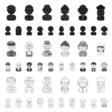 Farklı mesleklerden insanlar set koleksiyonu tasarım için simgeleri karikatür. İşçi ve uzman sembol stok web illüstrasyon vektör.