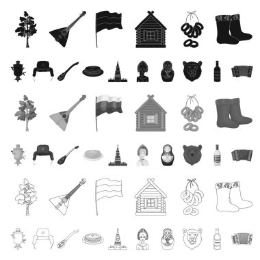 Ülke Rusya, seyahat karikatür simgeleri set koleksiyonu tasarım için. Sembol stok web illüstrasyon vektör konumlar ve özellikleri.