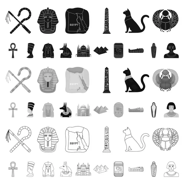 Forntida Egypten tecknad ikoner i set insamling för design. Regeringstiden av Farao vektor symbol lager web illustration. — Stock vektor