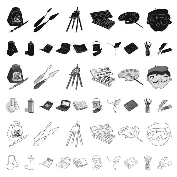 Schilder en tekening cartoon pictogrammen in set collectie voor design. Artistieke accessoires vector symbool voorraad web illustratie. — Stockvector