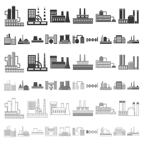 Factory and facilities cartoon icons in set collection for design. Factory and equipment vector symbol stock web illustration. — Stock Vector