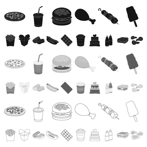 Iconos de dibujos animados de comida rápida en la colección de conjuntos para design.Food de productos semiacabados vector símbolo stock web ilustración . — Archivo Imágenes Vectoriales