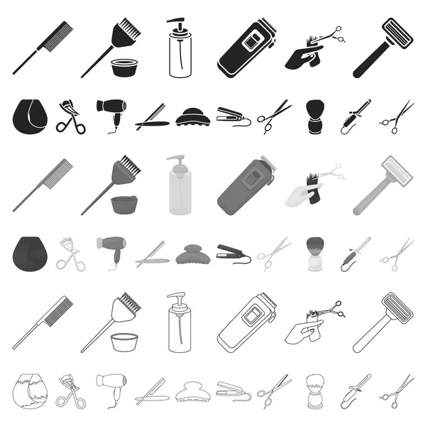 Hairdresser and tools cartoon icons in set collection for design.Profession hairdresser vector symbol stock web illustration. — Stock Vector