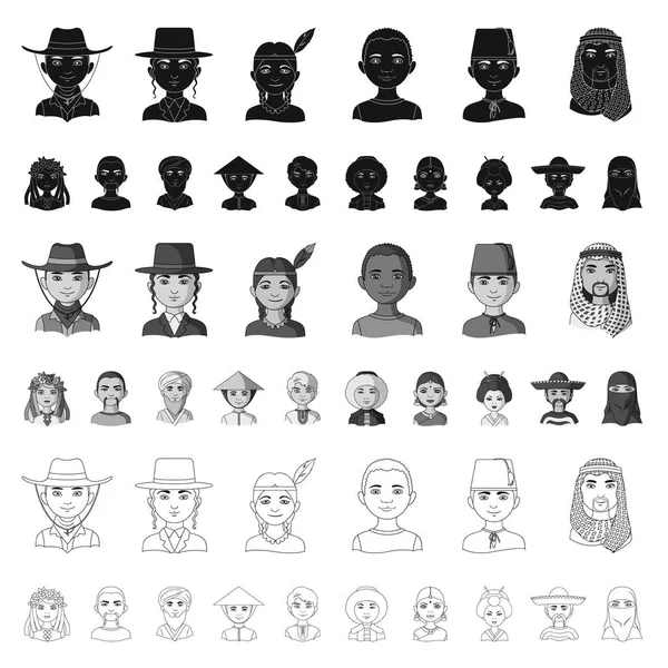 Die menschlichen Rasse Cartoon-Symbole in Set-Kollektion für Design. Menschen und Nationalität Vektor Symbol Stock Web Illustration. — Stockvektor