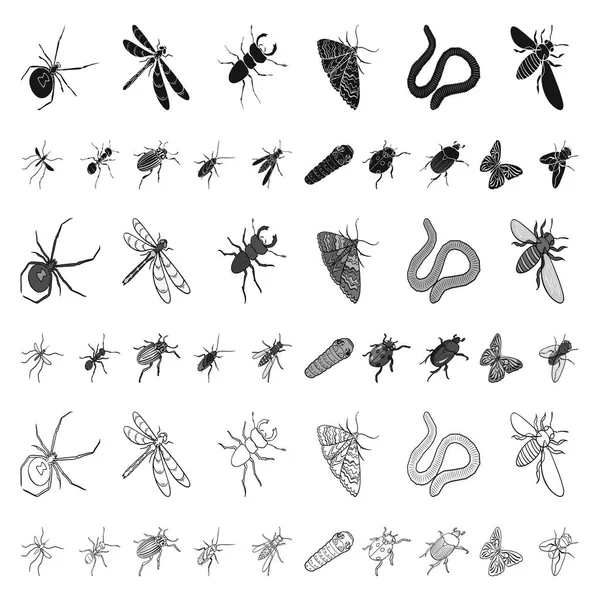 Verschiedene Arten von Insekten Cartoon-Symbole in Set Sammlung für Design. Insekt Arthropoden Vektor isometrisches Symbol Stock Web Illustration. — Stockvektor