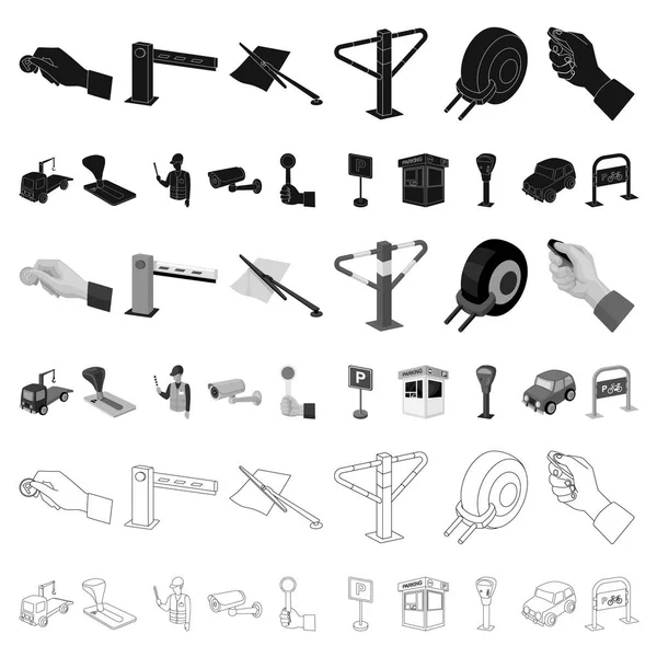 Parkování pro automobily karikatura ikony v nastavení kolekce pro design. Zařízení a služby vektoru symbol začátkem webového obrázku. — Stockový vektor
