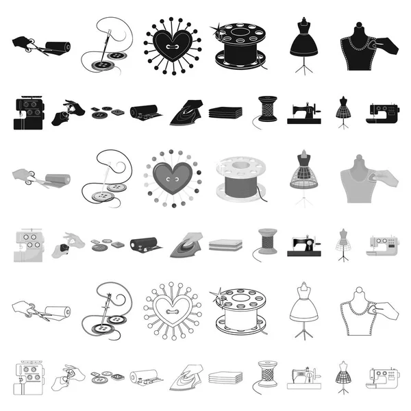 Atelier and equipment cartoon icons in set collection for design. Sewing of outer clothing vector symbol stock web illustration. — Stock Vector